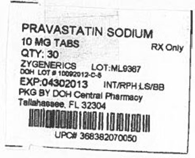 Label Image For 10mg (Pravastatin Sodium 10mg)